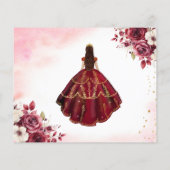 Budget Quinceanera Save the Date Floral Bourgogne Flyer (Achterkant)