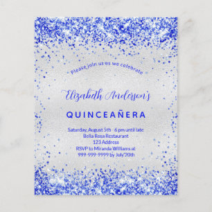 Budget Quinceanera Silroyal blauwe uitnodiging