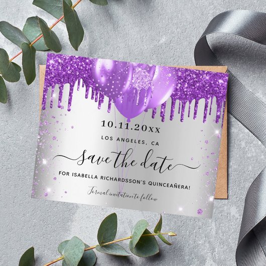 Budget Quinceanera Silver paars behalve datum