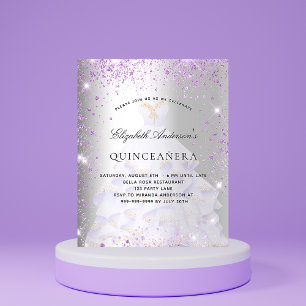 Budget Quinceanera Silver paarse kledinguitnodigin