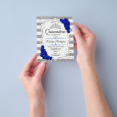 Budget Quinceanera Silver Royal Blue Invite Flyer (Hand)