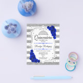 Budget Quinceanera Silver Royal Blue Invite Flyer (Enkel)