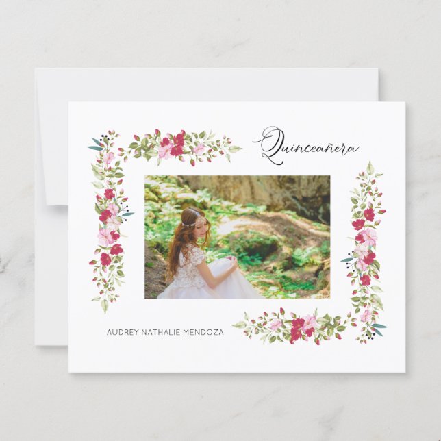 Budget Quinceañera Spanish Floral Photo  (Voorkant)