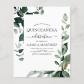 Budget Quinceanera Spring Botanical Greenery Flyer (Voorkant)