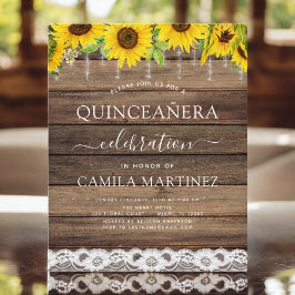 Budget Quinceanera Sunflower Rustige Uitnodiging