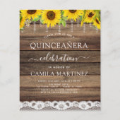 Budget Quinceanera Sunflower Rustige Uitnodiging Flyer (Voorkant)