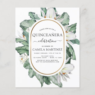 Budget Quinceañera Tropische Magnolia Uitnodiging