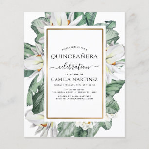 Budget Quinceañera Tropische Magnolia Uitnodiging Flyer