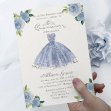 Budget Quinceanera Uitnodiging Bilingual Blue Gown