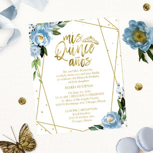 Budget Quinceanera Uitnodiging Goud Folie Stof Bla