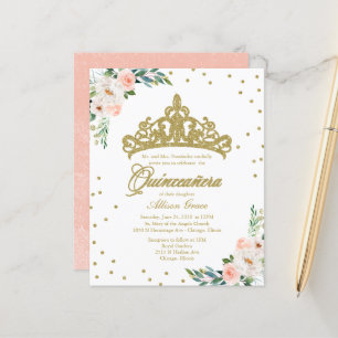 Budget Quinceanera Uitnodiging Gouden Tiara