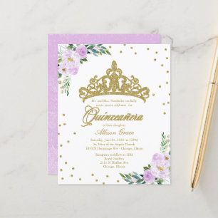Budget Quinceanera Uitnodiging Gouden Tiara