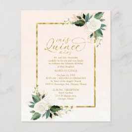 Budget Quinceanera Uitnodiging Roze Gold Floral
