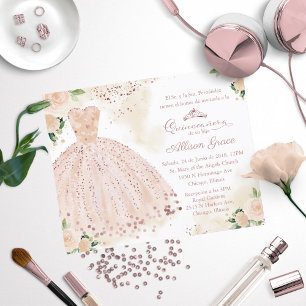 Budget Quinceanera Uitnodiging Spaans Roze Goud