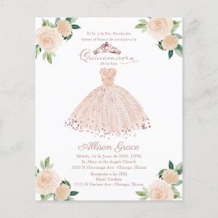 Budget Quinceanera Uitnodiging Spaans Roze Jurk