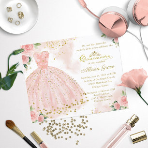 Budget Quinceanera Uitnodiging tot tweetalige roze