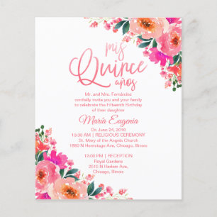 Budget Quinceañera Uitnodiging Tweetalig Bloemmoti