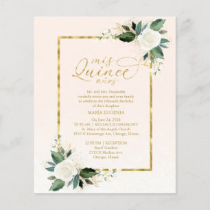 Budget Quinceanera Uitnodiging Tweetalig Roze Goud