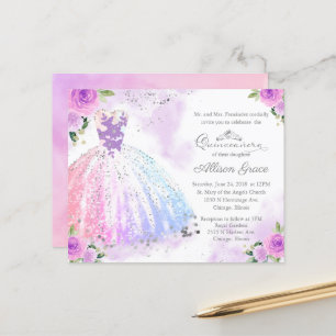 Budget Quinceanera Uitnodiging Zilver Kleurrijke J