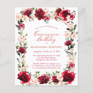 BUDGET Quinceanera Verjaardag Rode Rose Roze Pioen