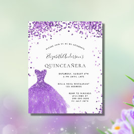 Budget Quinceanera violet witte jurk glitter