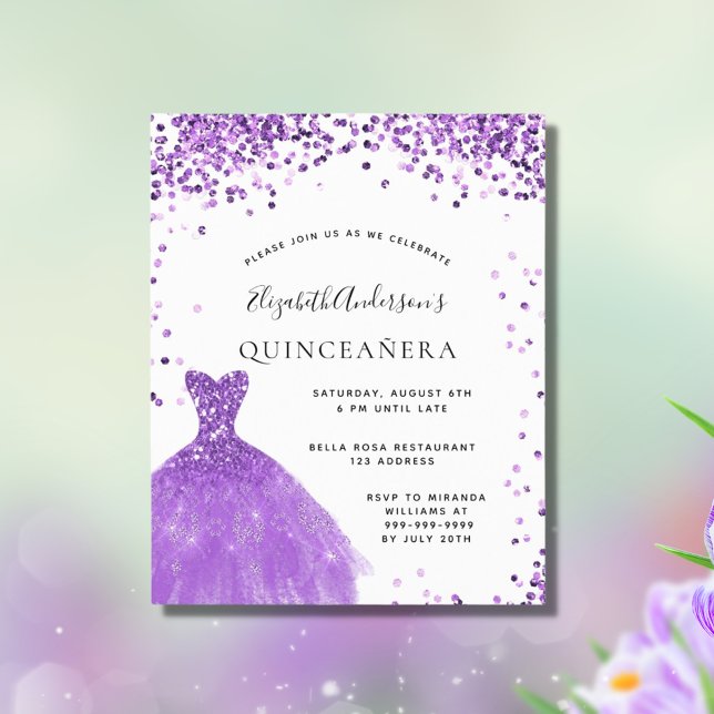 Budget Quinceanera violet witte jurk glitter (Creator heeft geüpload)