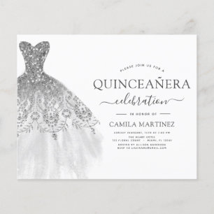 Budget Quinceanera White en Silver Glitter