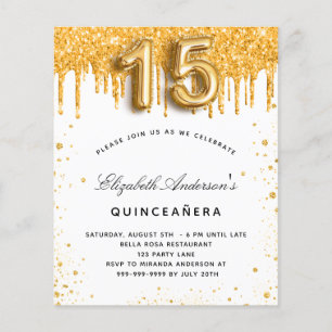 Budget Quinceanera white gold party nodigde
