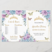 Budget Quinceañera XV Blauw Lila Padrinos Programm (Voorkant)