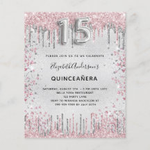 Budget Quinceanera zilver roze glitter