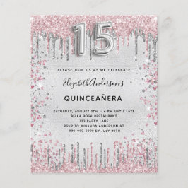 Budget Quinceanera zilver roze glitter
