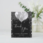 Budget Quinceanera zwart zilver bedankje (Staand voorkant)