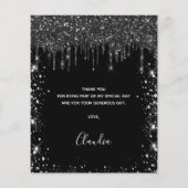 Budget Quinceanera zwart zilver bedankje (Achterkant)