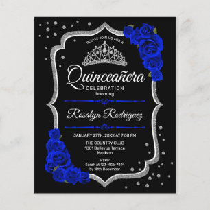 Budget Quinceanera Zwart Zilver Koningsblauw Uitno Flyer