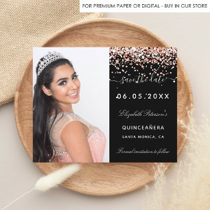 Budget Quinceanera zwarte roos foto Save the Date