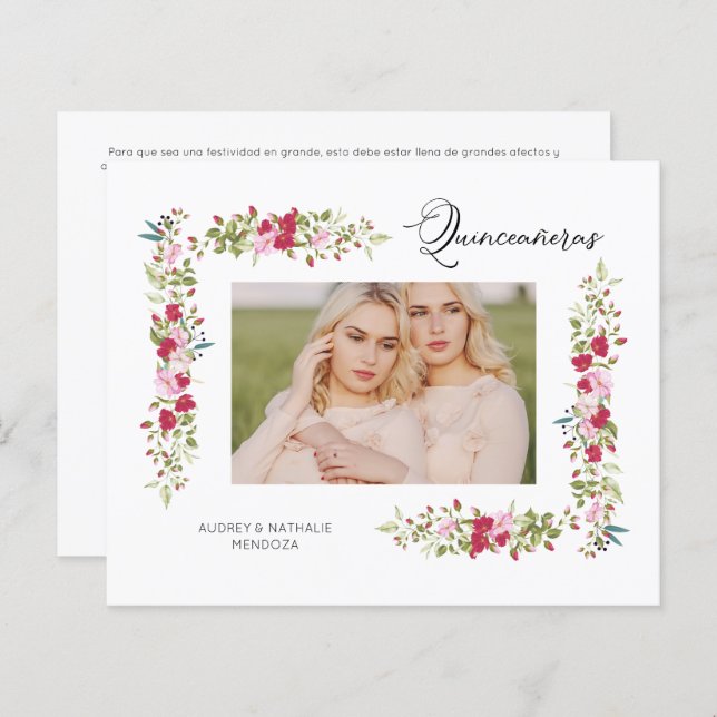 Budget Quinceañeras Spanish Floral Photo  (Voorkant / Achterkant)