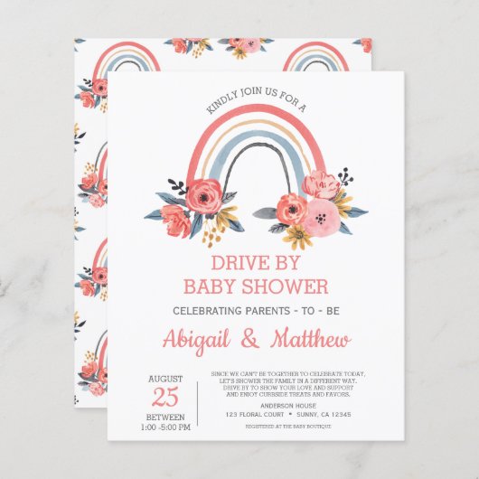 BUDGET radionavigatie per Baby shower uitnodiging (Voorkant / Achterkant)