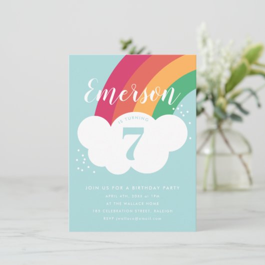 Budget Rainbow Birthday Party Kaart (Staand voorkant)