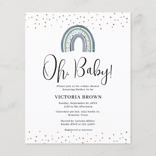 Budget Rainbow Boy Baby shower (Voorkant)