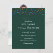 Budget Rainbow Confetti Emerald Wedding Invite (Voorkant / Achterkant)