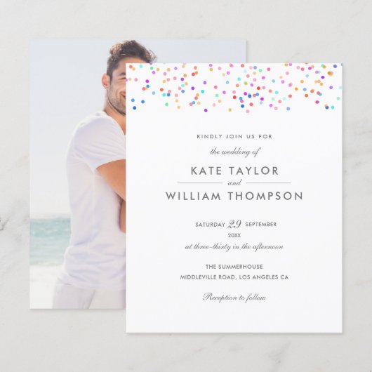 Budget Rainbow Confetti Foto Weddenschap (Voorkant / Achterkant)