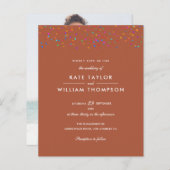 Budget Rainbow Confetti Terracotta Wedding Invite (Voorkant / Achterkant)
