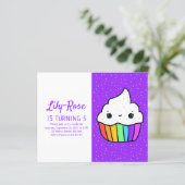 Budget Rainbow Cupcake Birthday Party Invitation (Staand voorkant)