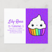 Budget Rainbow Cupcake Birthday Party Invitation (Voorkant)
