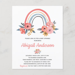 Budget Rainbow Floral Baby Sprinkle Uitnodiging