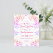 Budget Rainbow Floral SURPRISE Sweet 16 Uitnodigen (Staand voorkant)