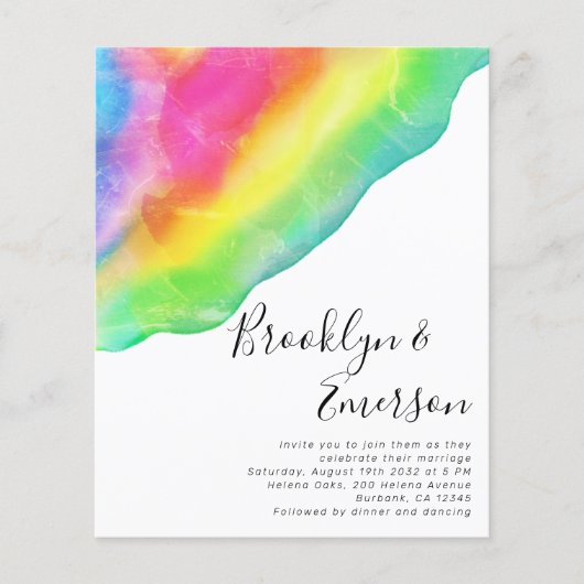 Budget Rainbow Gay Wedding Uitnodiging (Voorkant)