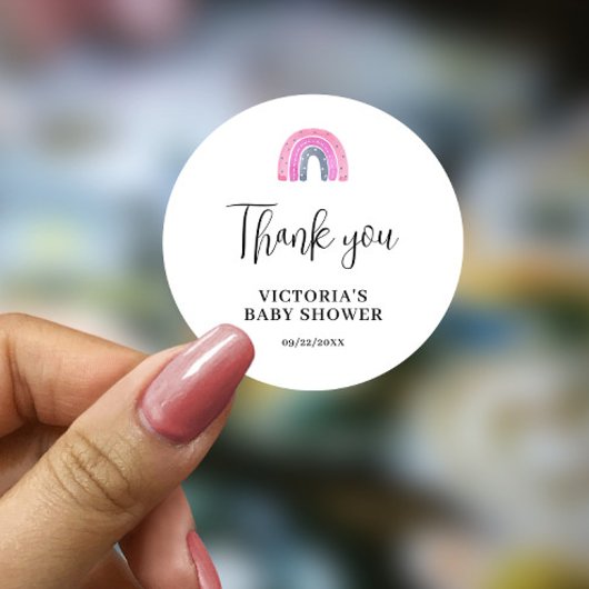 Budget Rainbow Girl Baby shower Ronde Sticker