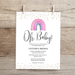 Budget Rainbow Girl Baby shower Uitnodiging
