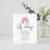 Budget Rainbow Girl Baby shower Uitnodiging (Staand voorkant)